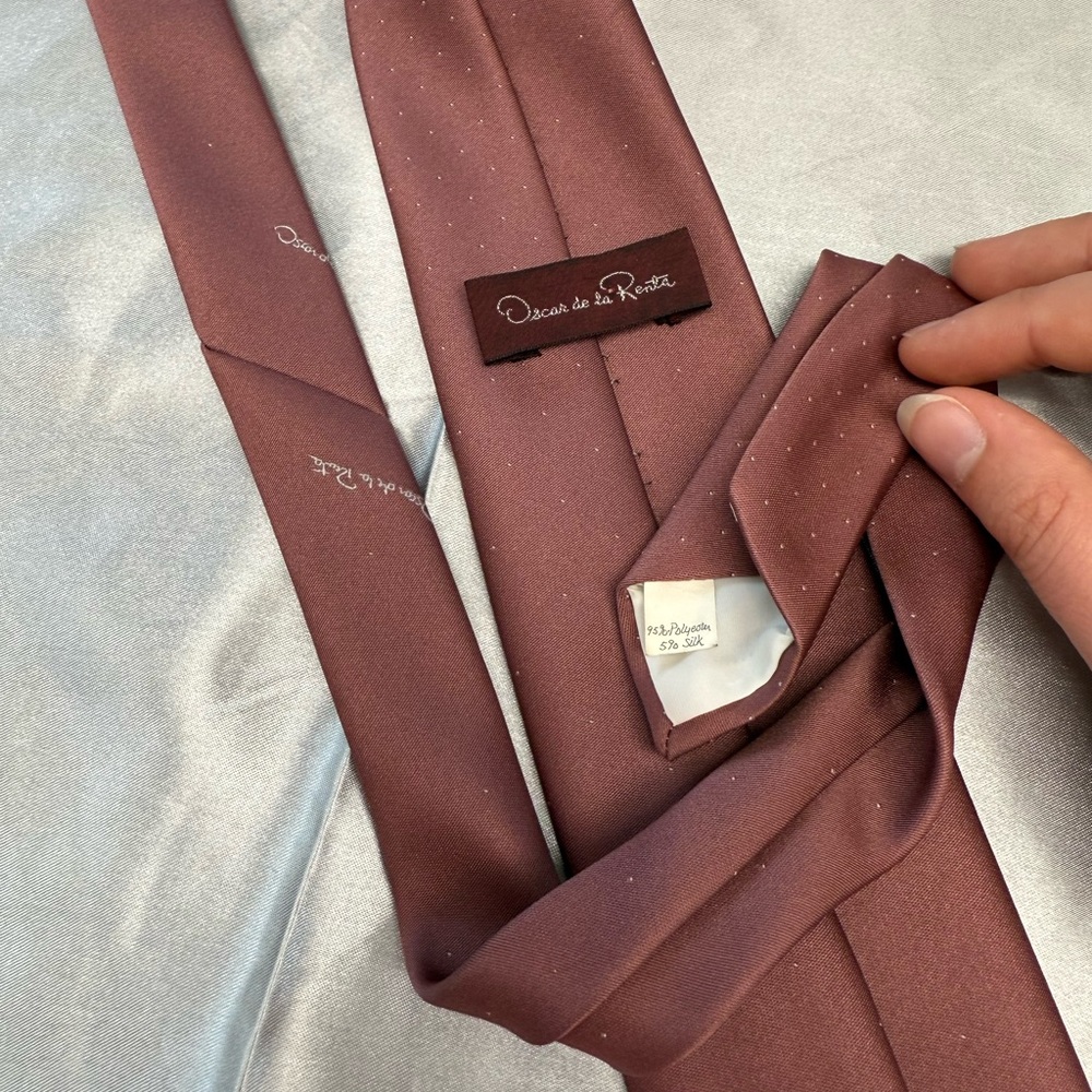 Oscar de la Renta Vintage Men’s Dusty Pink Neck Tie - Picture 5 of 6